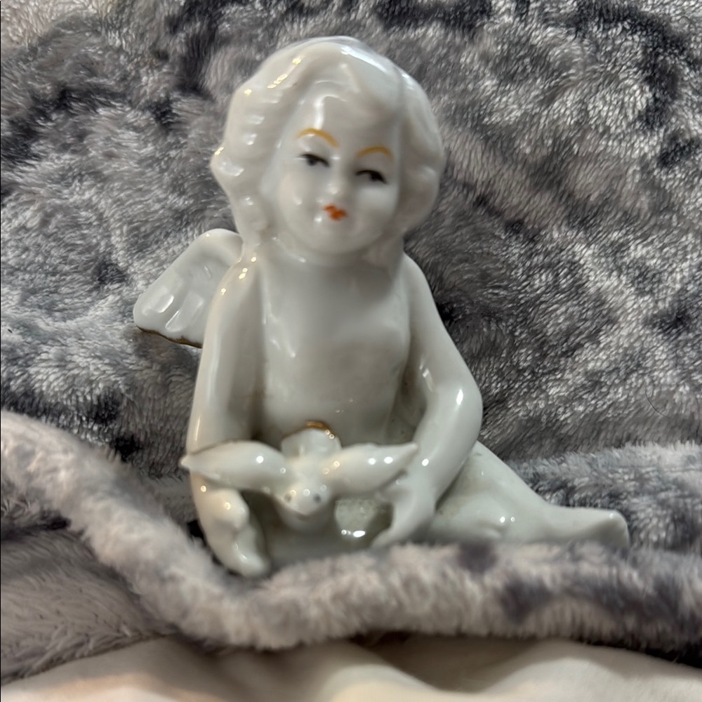 Porcelain Angel Figurine with Dove